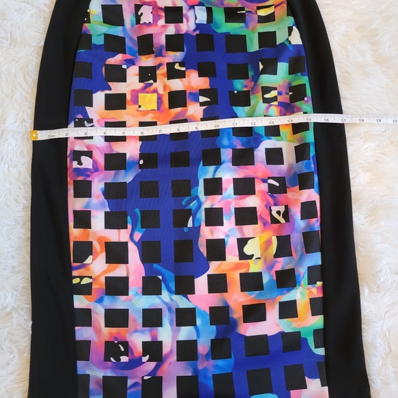 Joseph Ribkoff Size 8 Black Patterned Sheath Bodycon Dress Black Multi Coloured - Picture 8 of 12